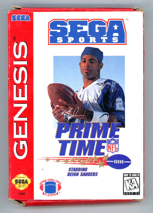 1995 Sega Sports Prime Time NFL Sega Genesis Video Game Cartridge in Box