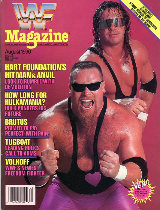 WWF Vintage Wrestling Magazine (August, 1990) Hitman & Anvil Hart Foundation