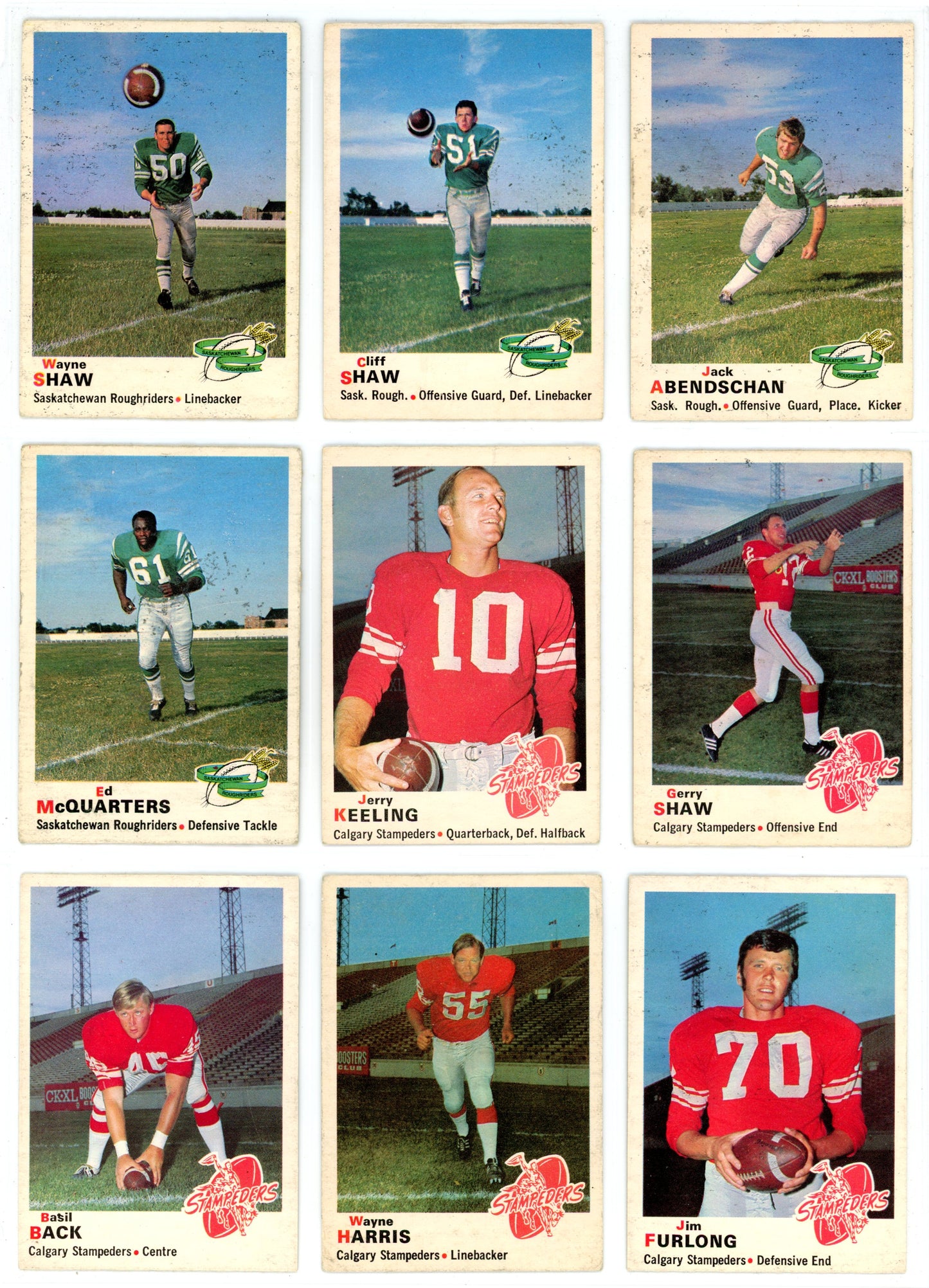 1970 OPC O-Pee-Chee CFL Football Complete Set (115 Cards) GD/VG Condition