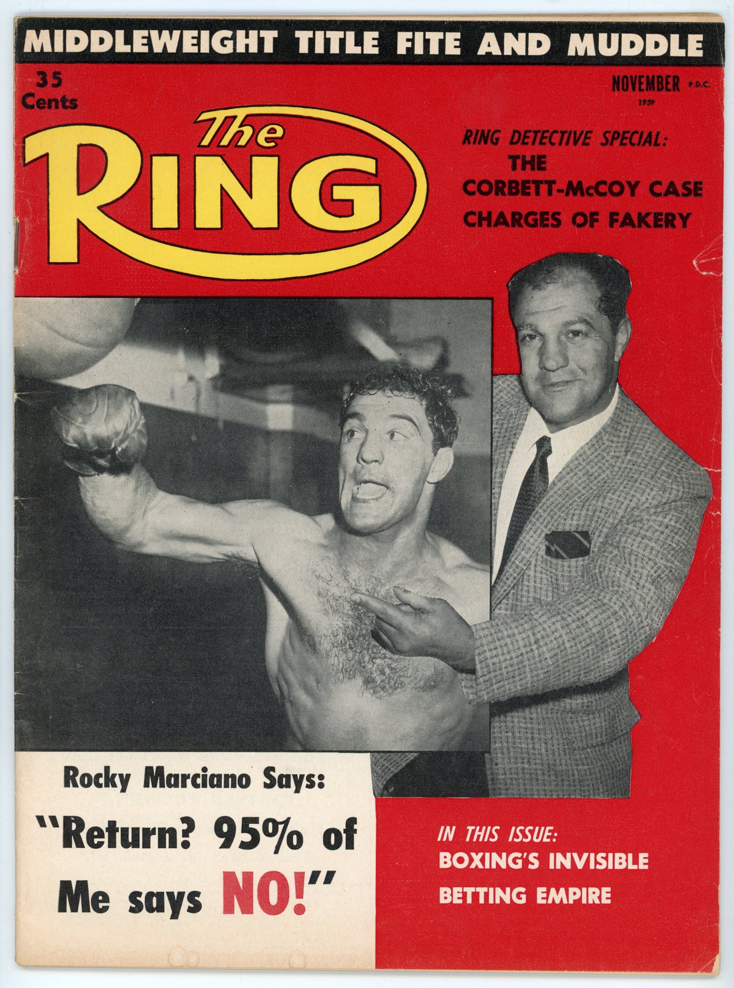 The Ring Vintage Boxing Magazine (November 1959) Rocky Marciano
