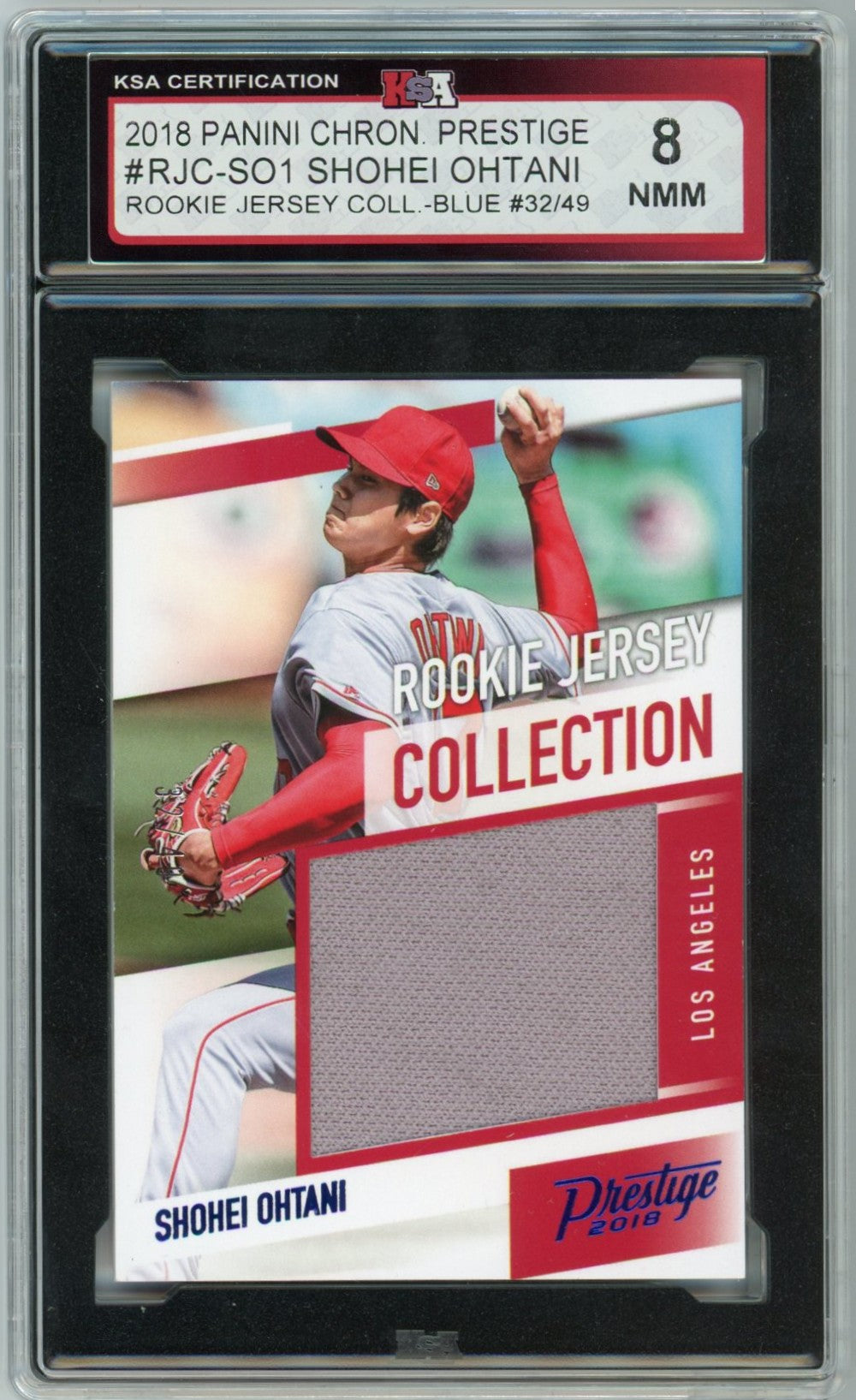 2018 Panini Chronicles Prestige Shohei Ohtani Rookie Jersey Collection Graded Card KSA 8 /49