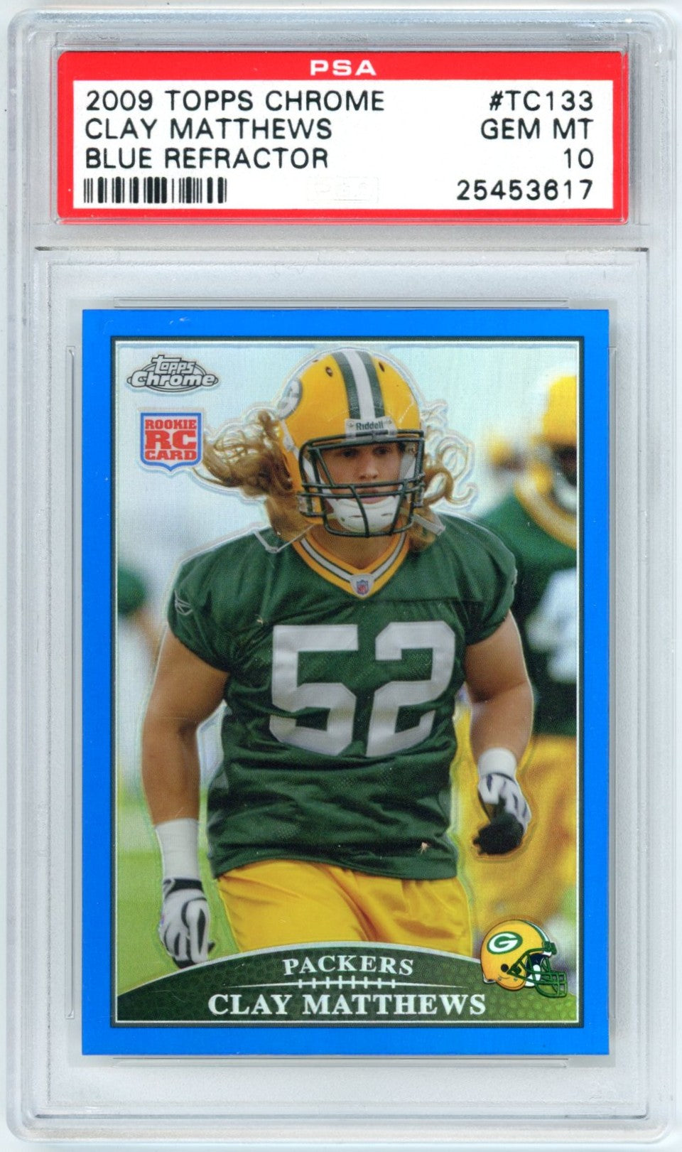 2009 Topps Chrome Clay Matthews Blue Refractor #TC133 Graded Rookie Card PSA 10