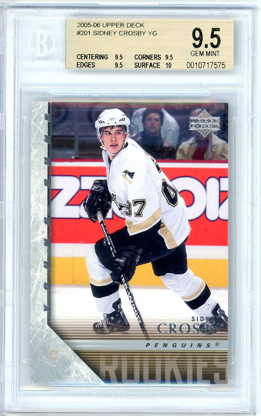 2005/06 Upper Deck Young Guns Sidney Crosby Graded Rookie Card #201 BGS 9.5 True Gem