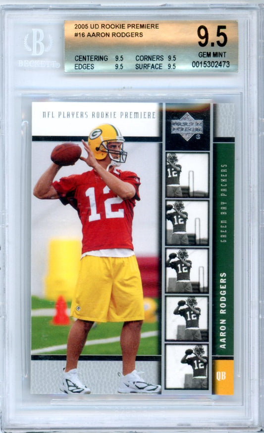 2005 Upper Deck Aaron Rodgers Rookie Premiere #16 Graded Rookie Card BGS 9.5