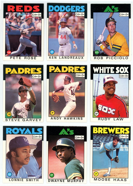 1986 OPC O-Pee-Chee MLB Baseball Complete Set (396 Cards) High Grade!