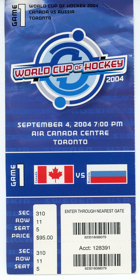 World Cup of Hockey Canada vs. Russia Vintage Ticket Stub Air Canada Centre (Toronto, 2004)