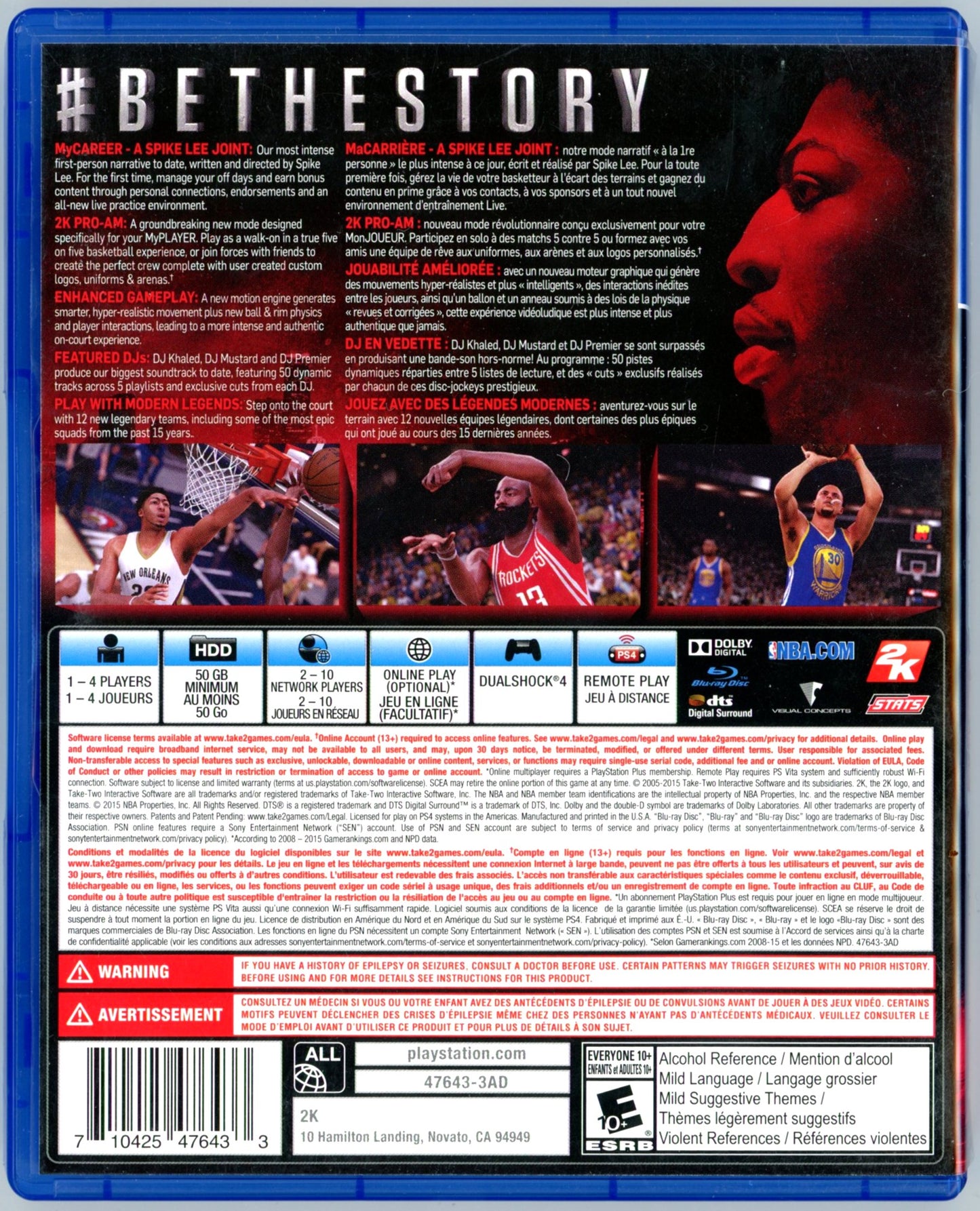 2015 2K Sports NBA 2K16 Playstation 4 Video Game Disc In Box