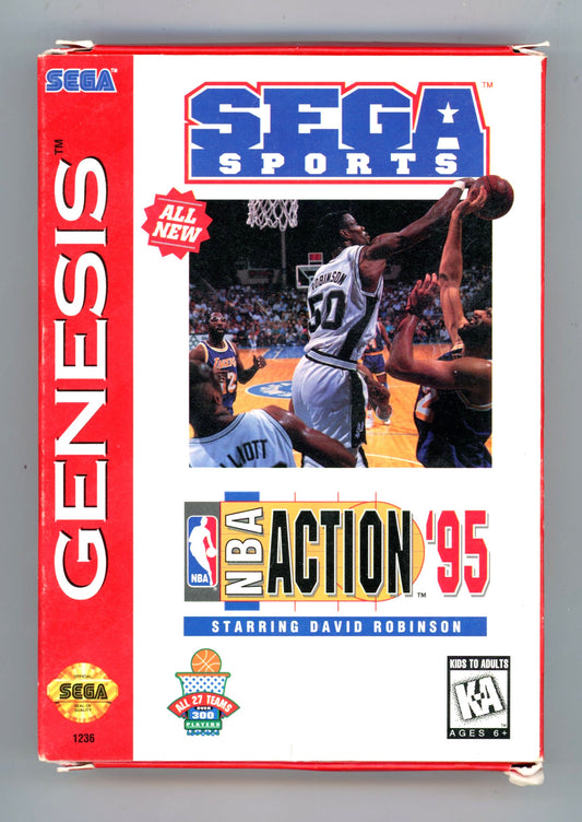 1995 Sega Sports NBA Action '95 Sega Genesis Video Game Cartridge in Box
