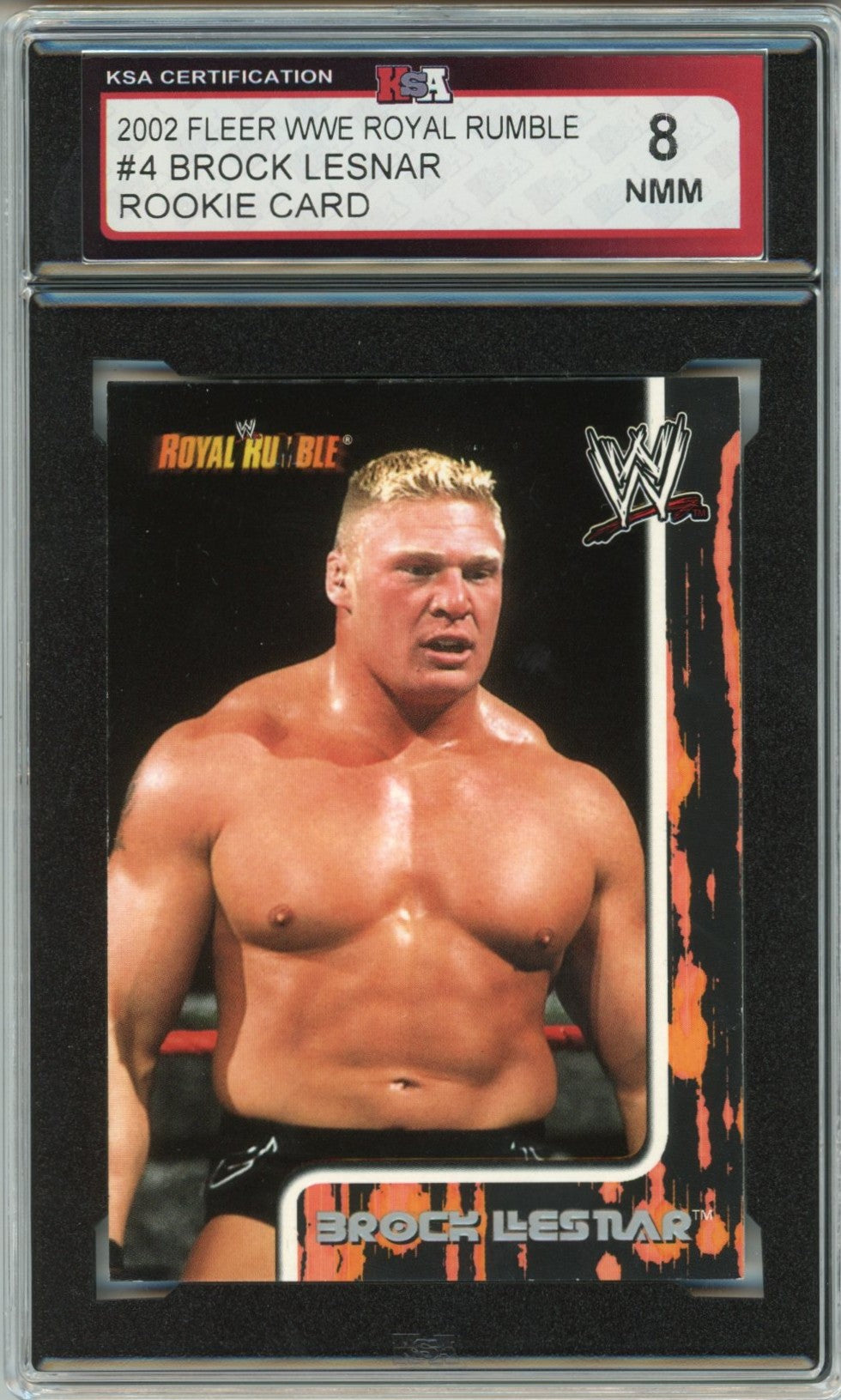 2002 Fleer WWE Royal Rumble Brock Lesnar Graded Rookie Card KSA 8