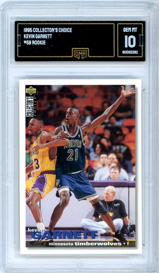 1995 UD Collector's Choice #59 Kevin Garnett Graded Rookie Card GMA 10