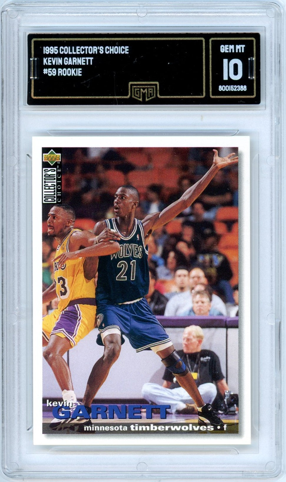 1995 UD Collector's Choice Kevin Garnett #59 Graded Rookie Card GMA 10