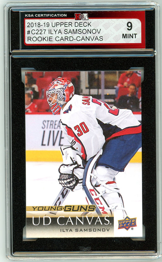2018/19 Upper Deck Canvas Ilya Samsonov Graded Rookie Card #C227 KSA 9