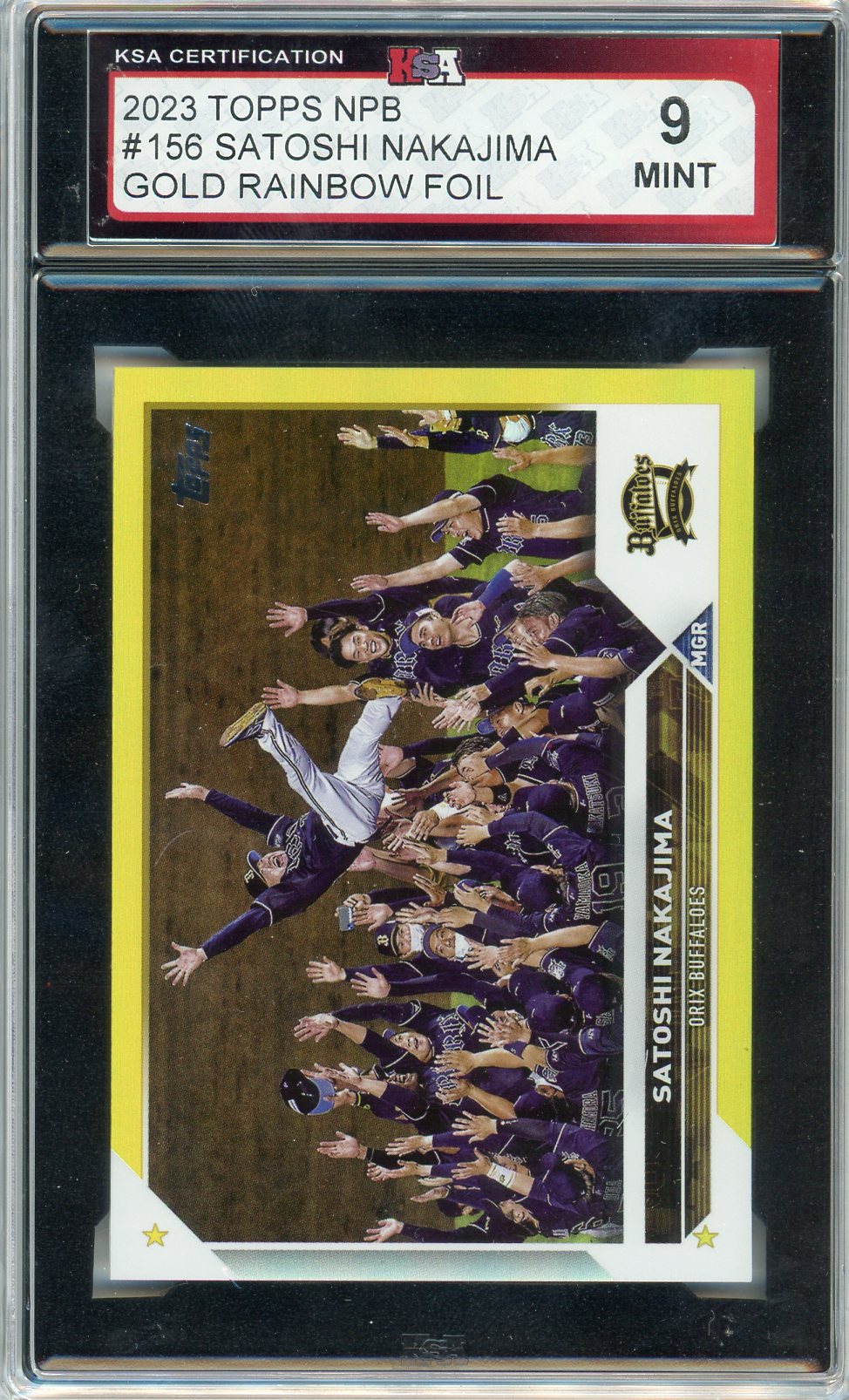 2023 Topps NPB Satoshi Nakajima Gold Rainbow Foil Graded Rookie Card #156 KSA 9