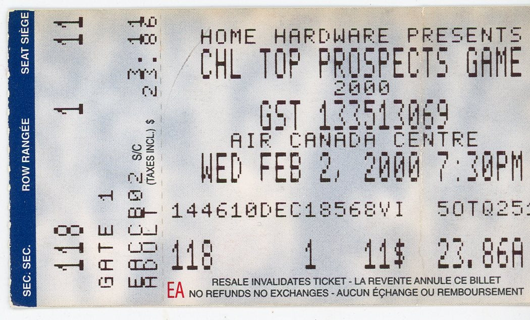 CHL Top Prospects Game Vintage Ticket Stub Air Canada Centre (Toronto, 2000) Don Cherry Bobby Orr