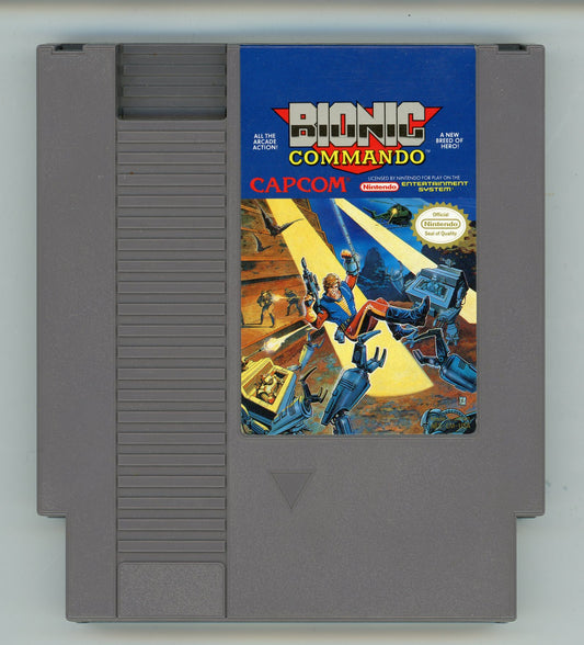 1988 Capcom Bionic Commando NES Video Game Cartridge and Manual