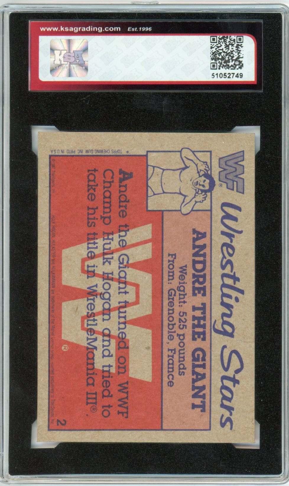 1987 Topps WWF Andre the Giant Wrestling Stars Graded Card #2 KSA 6.5