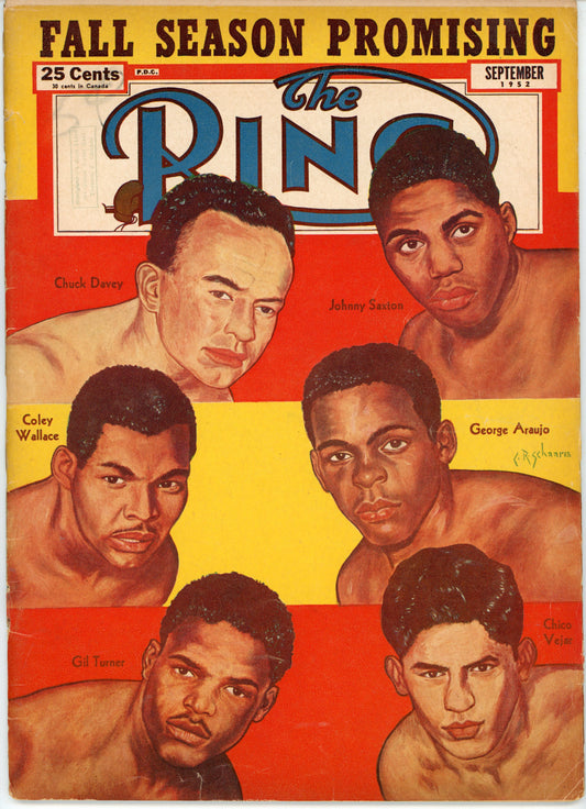 The Ring Vintage Boxing Magazine (September 1952) Chuck Davey, Johnny Saxton