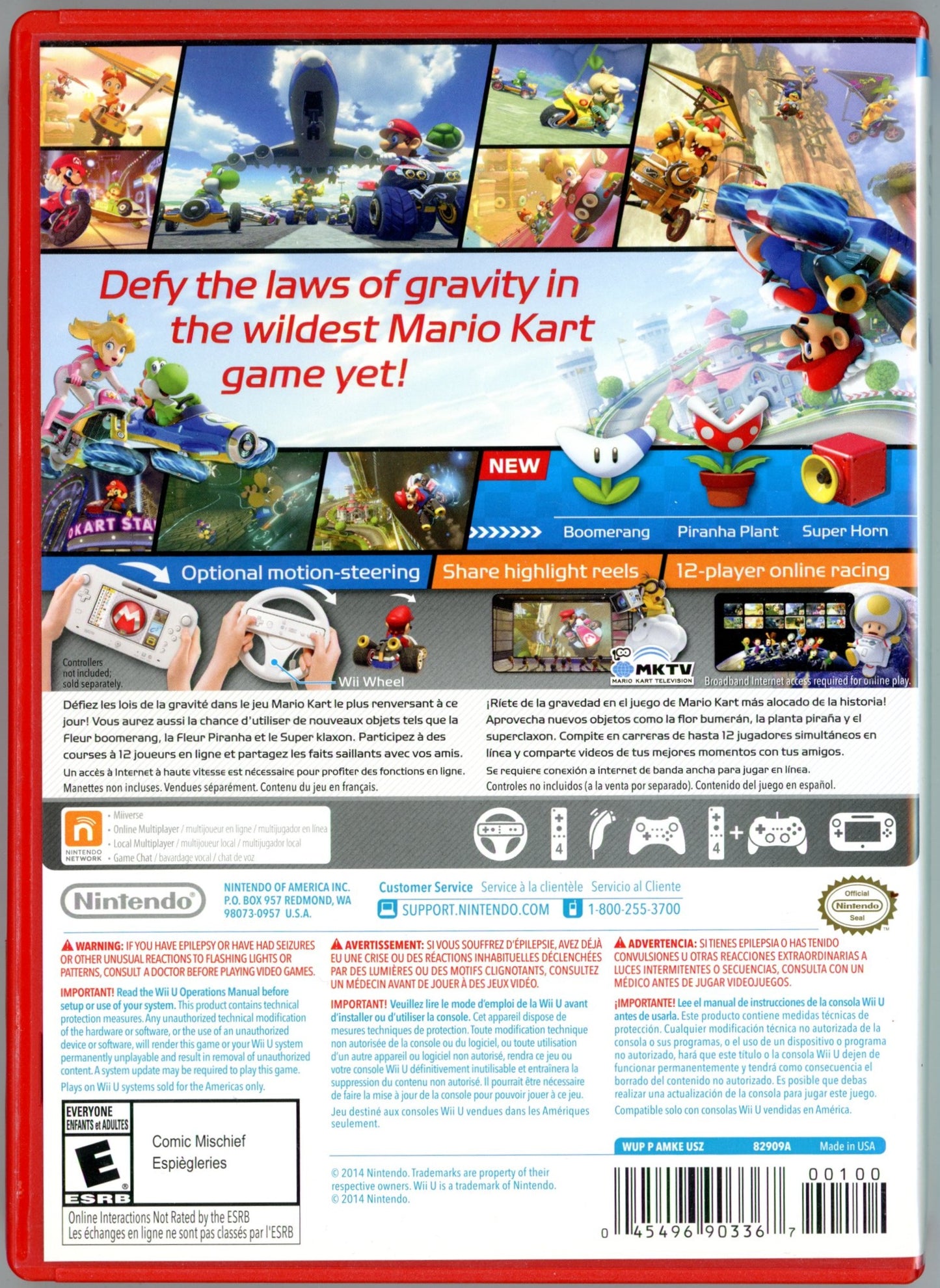 2014 Nintendo Mario Kart 8 Wii U Video Game Disc In Box