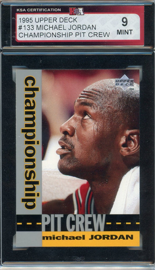 1995 Upper Deck Michael Jordan Championship Pit Crew Graded Card #133 KSA 9