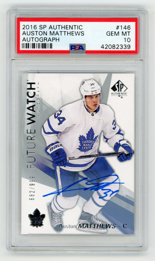 2016 SP Authentic Auston Matthews Future Watch Autograph Hockey Card #146 PSA 10