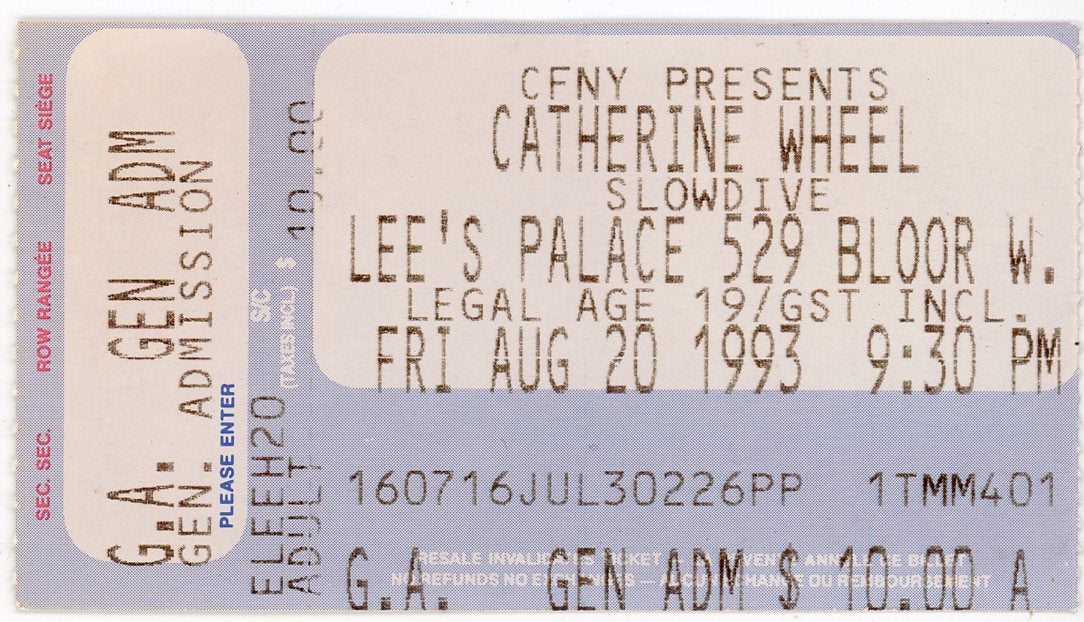 Catherine Wheel Vintage Concert Ticket Stub Lee's Palace (Toronto, 1993)