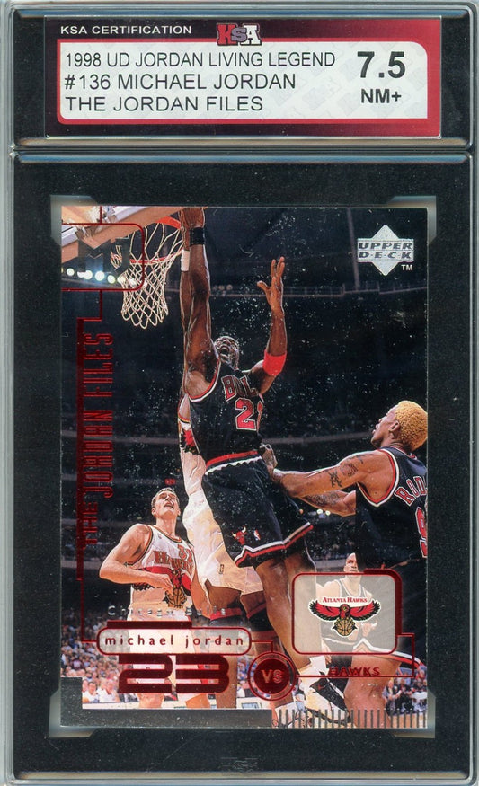 1998 UD Michael Jordan Living Legend The Jordan Files #136 Graded Card KSA 7.5