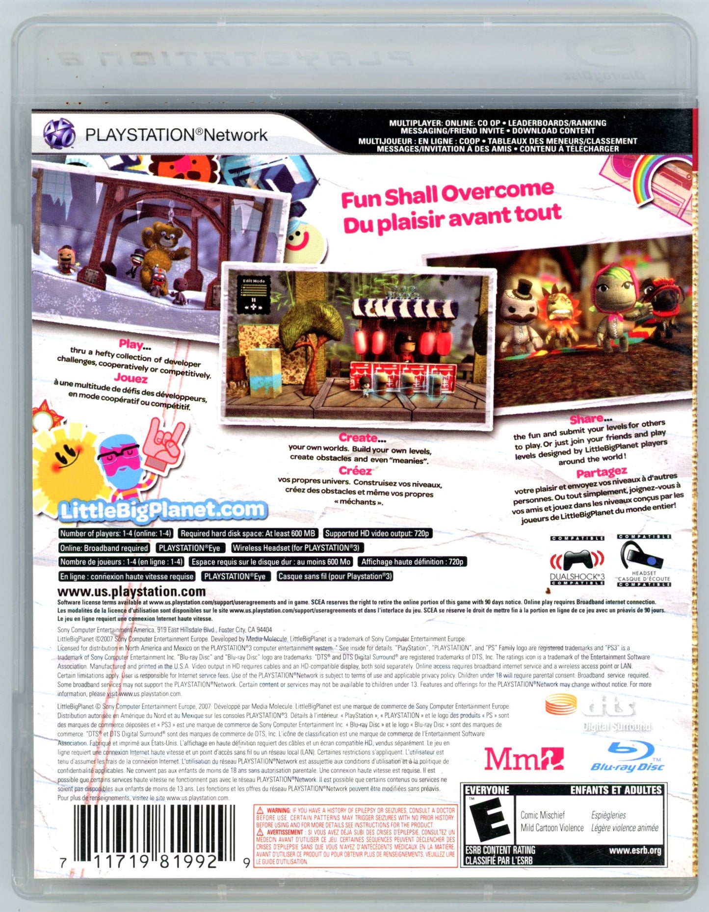 2007 Media Molecule LittleBigPlanet Playstation 3 Video Game Disc In Box