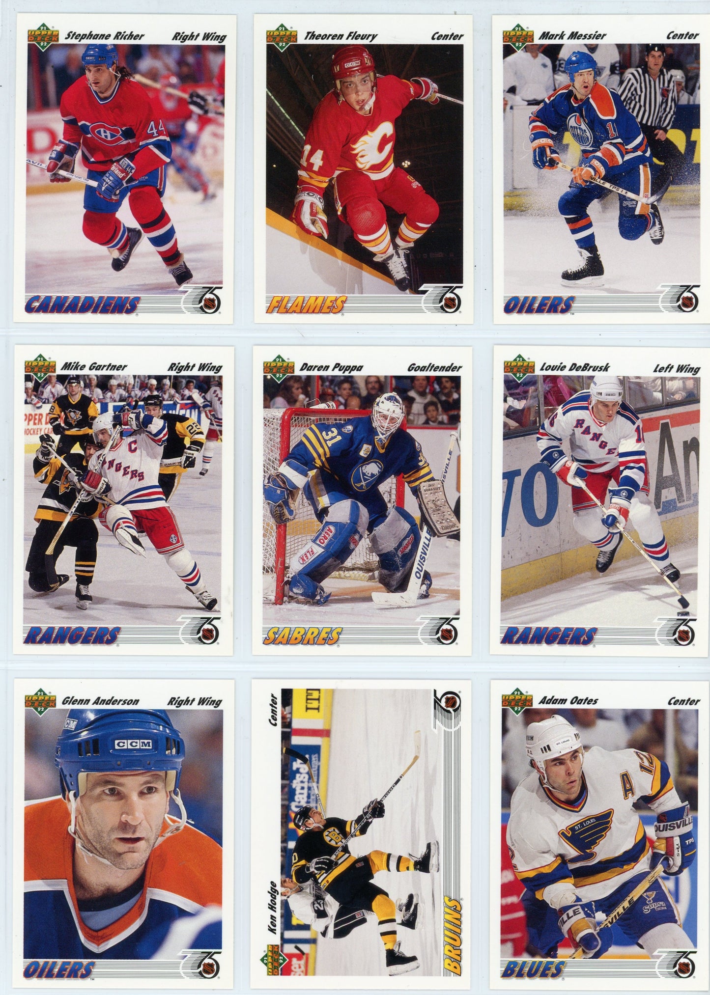 1991/92 Upper Deck NHL Hockey Card Low Series Set (500 Cards) + Brett Hull Hockey Heroes Inserts
