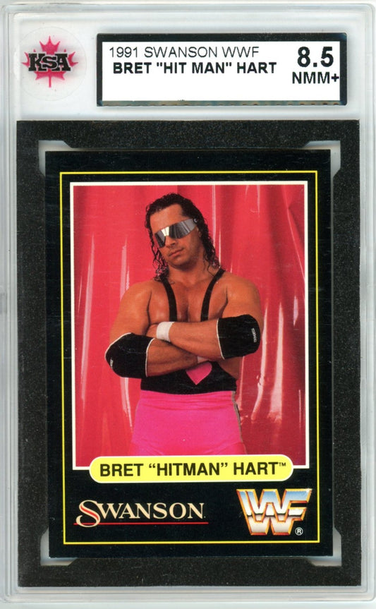 1991 Swanson WWF Bret "Hit Man" Hart Graded Wrestling Card KSA 8.5