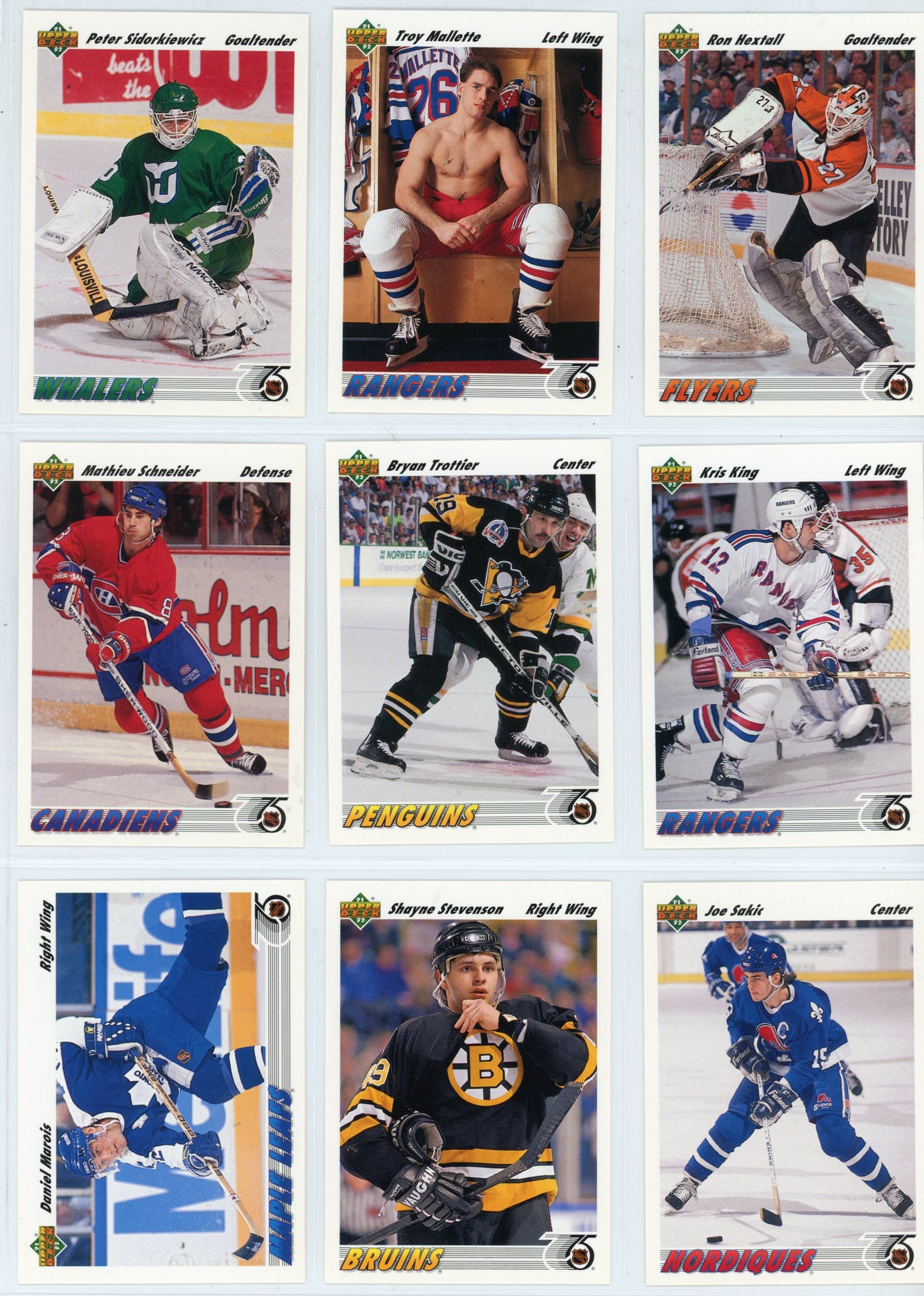 1991/92 Upper Deck NHL Hockey Card Low Series Set (500 Cards) + Brett Hull Hockey Heroes Inserts