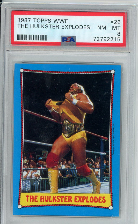 1987 Topps WWF The Hulkster Explodes #26 Graded Card PSA 8