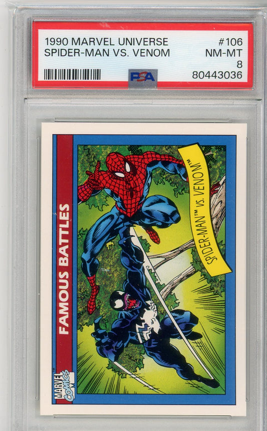 1990 Marvel Universe Spider-Man Vs. Venom #106 Graded Card PSA 8