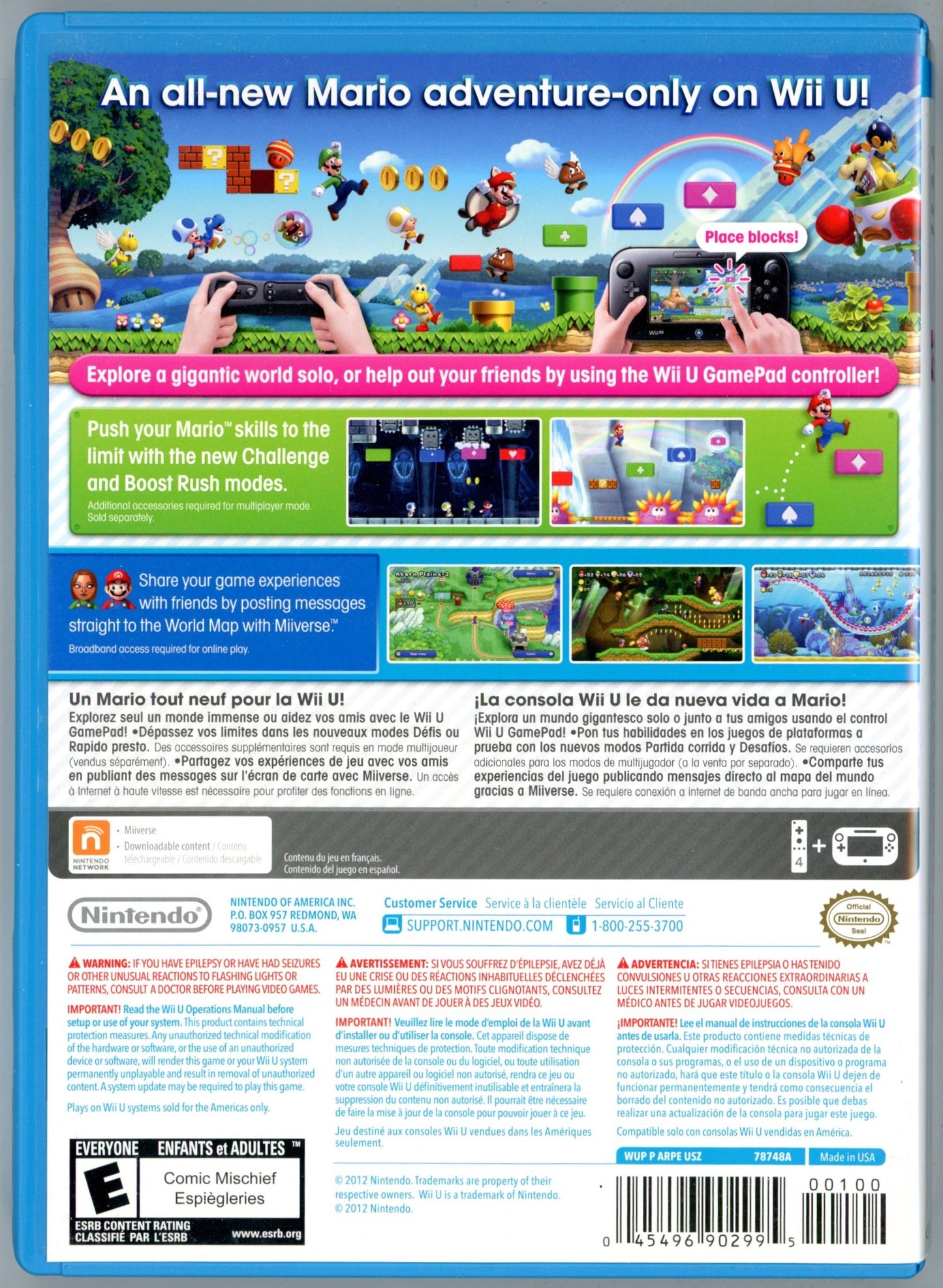 2012 Nintendo New Super Mario Bros. U Wii U Video Game Disc In Box