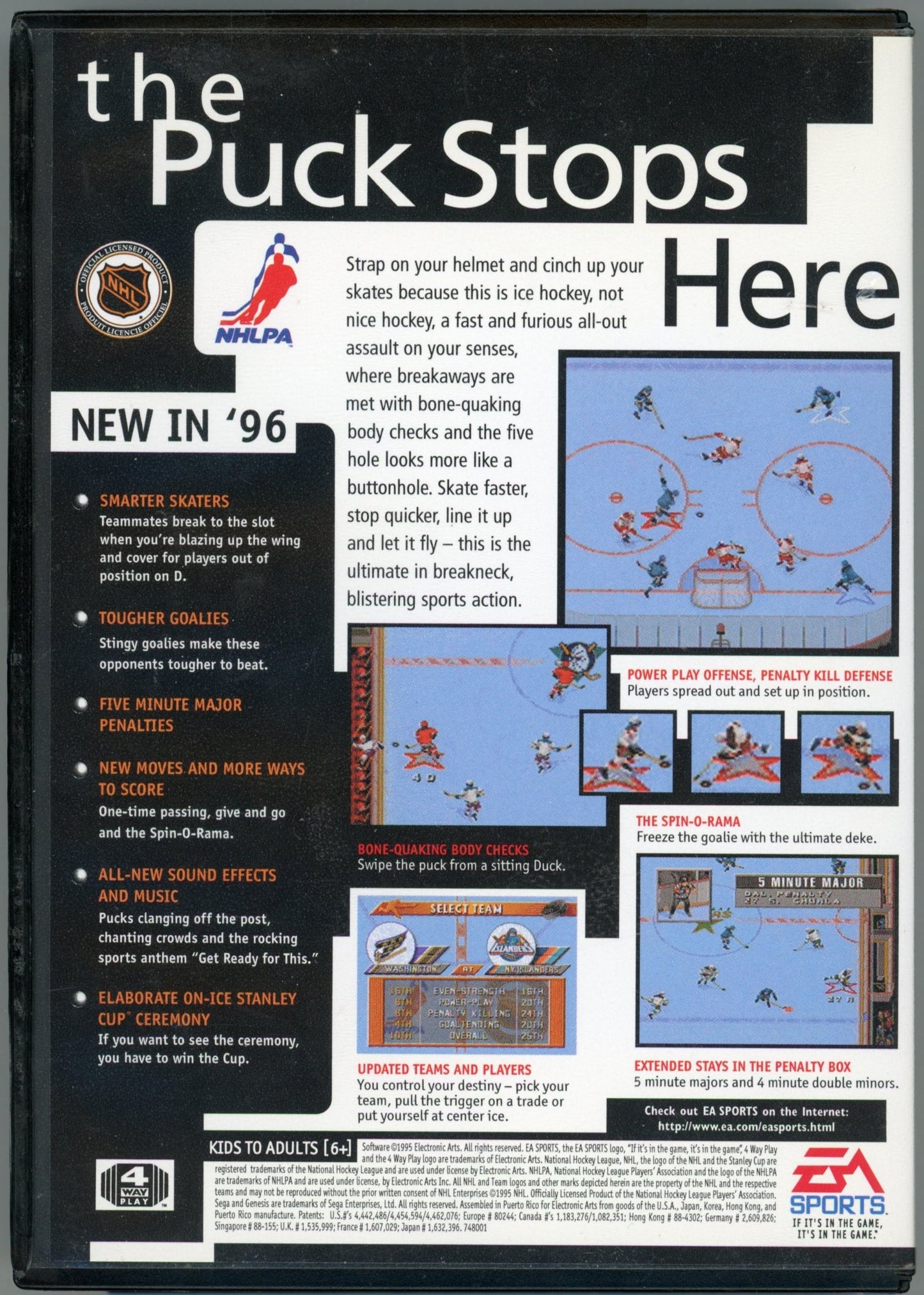 1995 EA Sports NHL '96 Sega Genesis Cartridge in Case