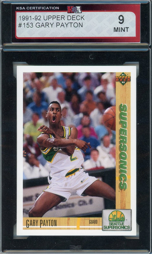 1991/92 Upper Deck Gary Payton #153 Graded Card KSA 9