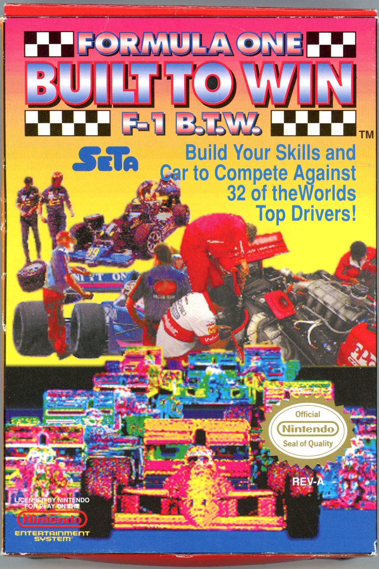1990 Nintendo SETA Formula One Built to Win NES Video Game Cartridge in Box