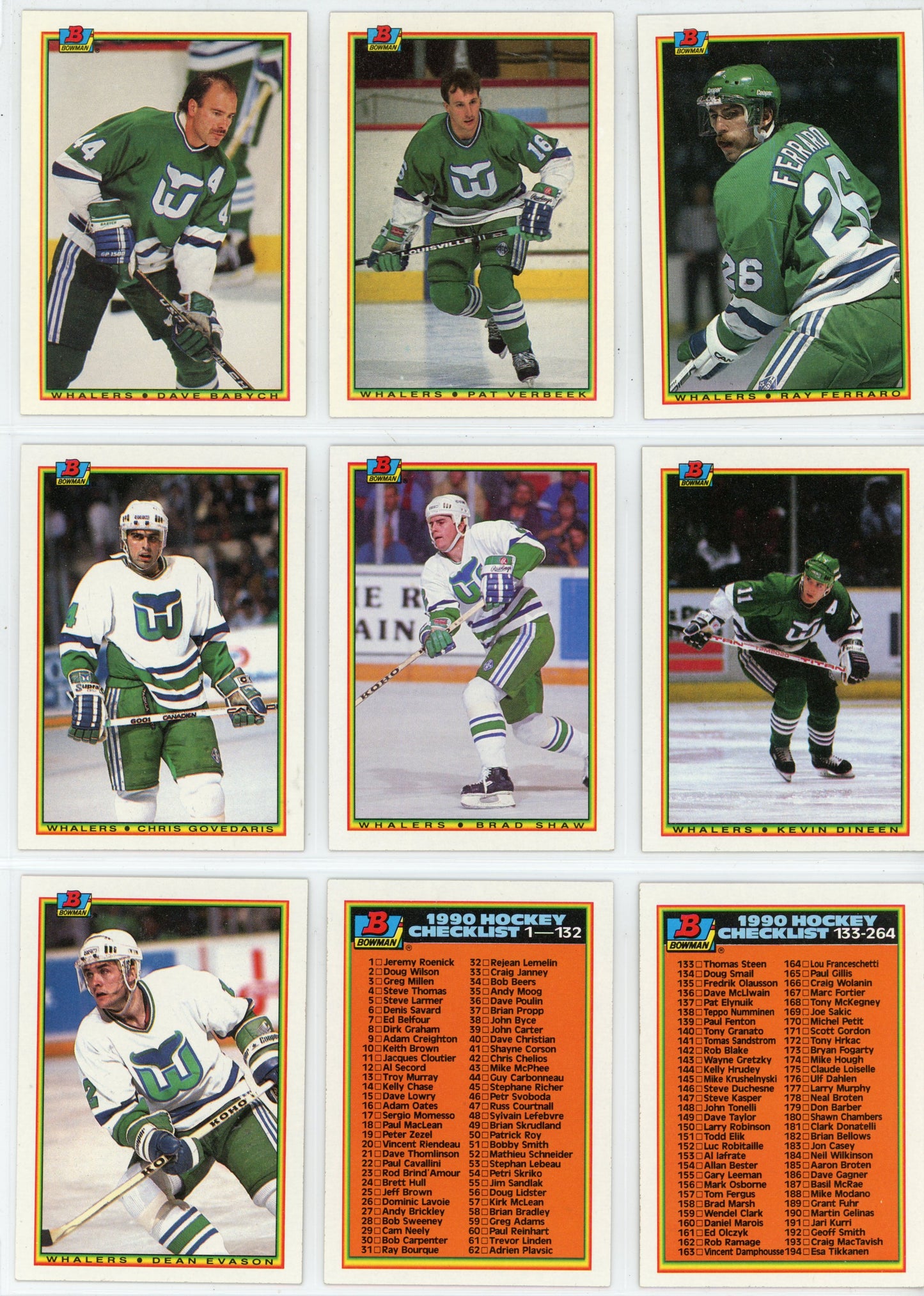 1990/91 Bowman NHL Hockey Complete Set (264 Cards) + Hat Tricks Set