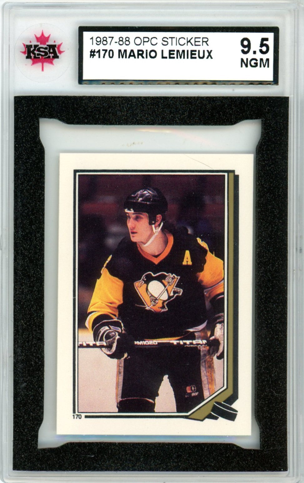 1987/88 OPC O-Pee-Chee Mario Lemieux #170 Graded Hockey Sticker Card KSA 9.5