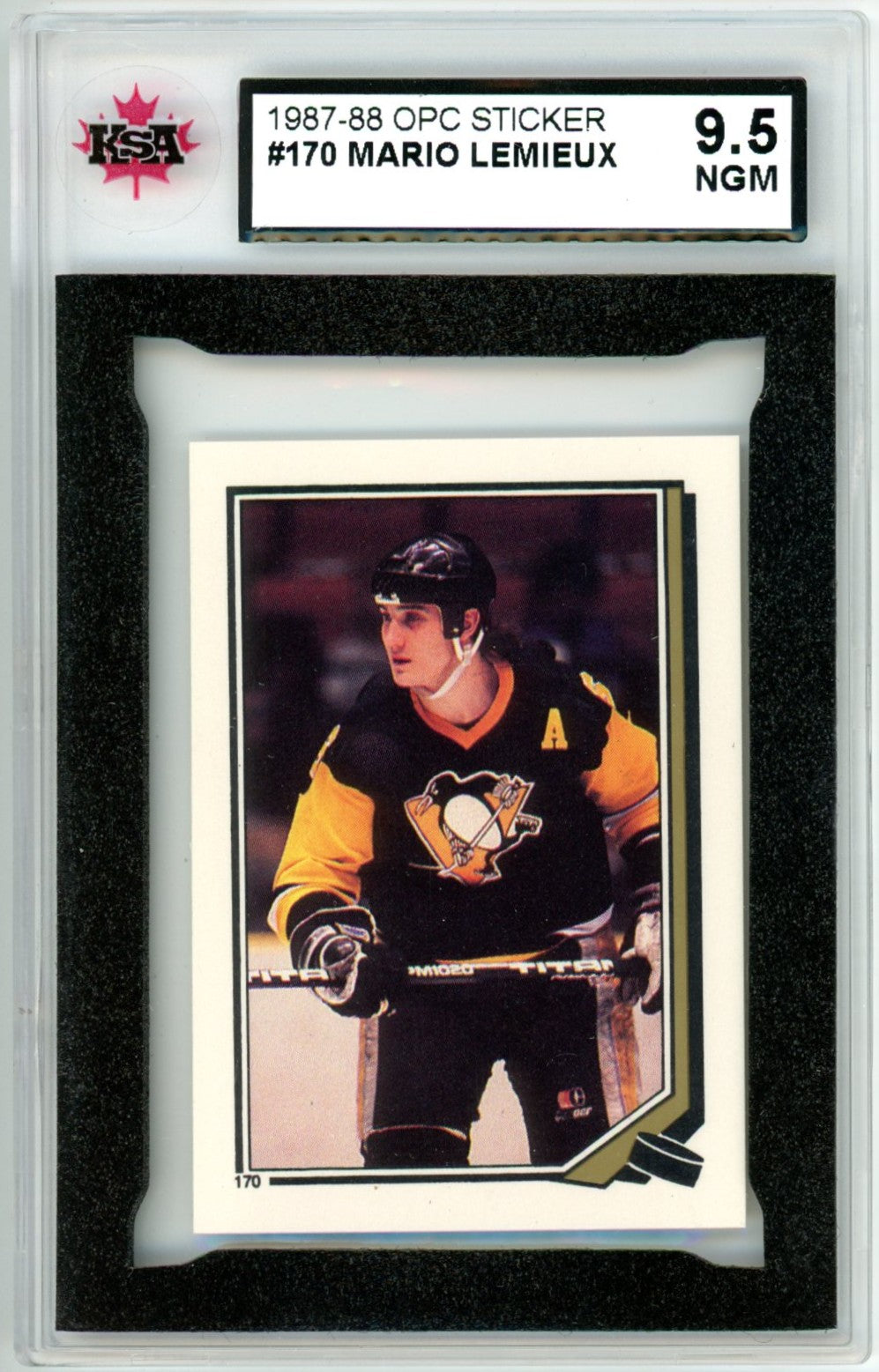 1987/88 OPC O-Pee-Chee Mario Lemieux Graded Hockey Sticker Card #170 KSA 9.5