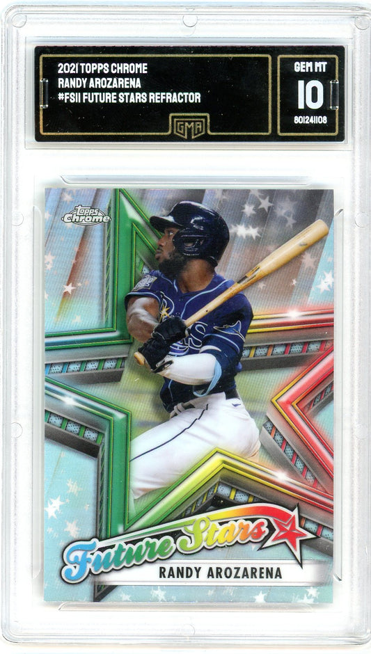 2021 Topps Chrome Randy Arozarena Future Stars Refractor Graded Card GMA 10