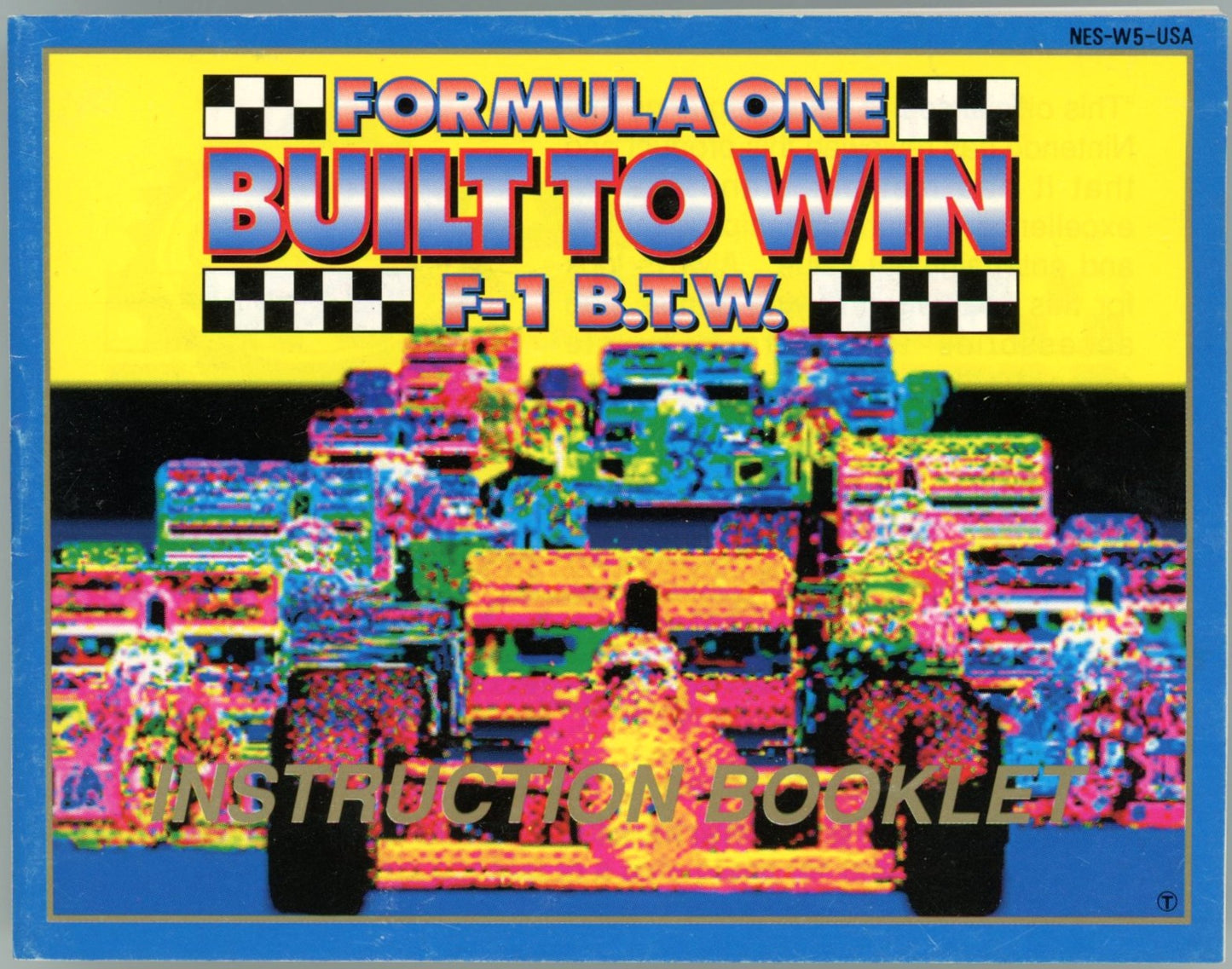 1990 Nintendo SETA Formula One Built to Win NES Video Game Cartridge in Box