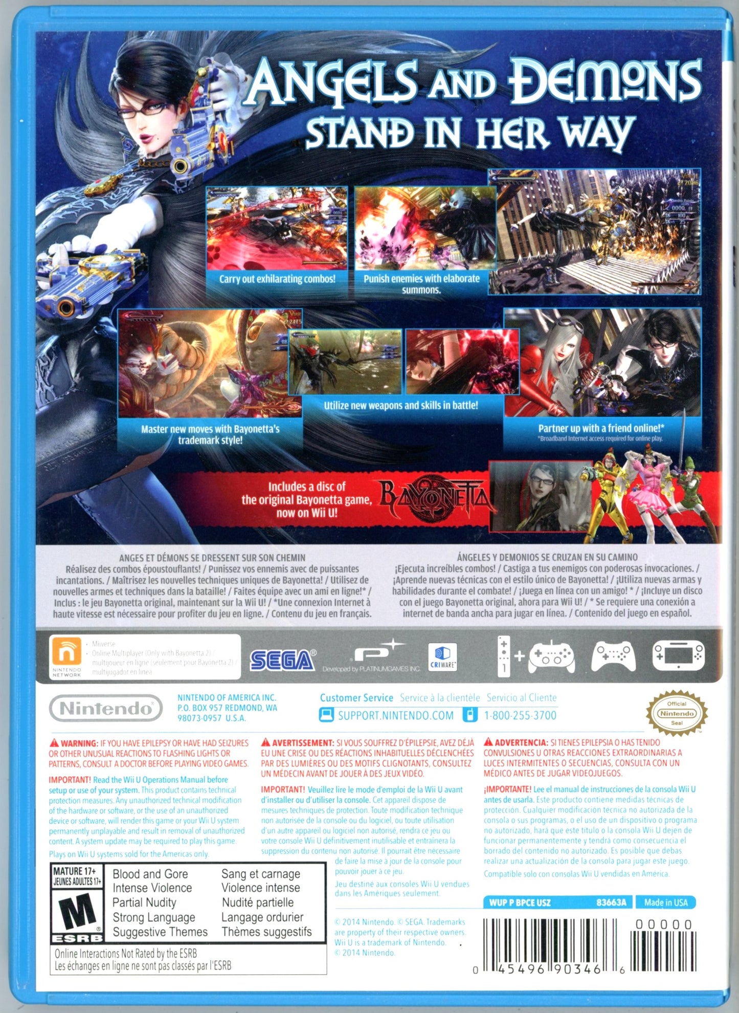 2014 Nintendo Bayonetta 2 + Bonus Game Wii U Video Game 2-Disc Set In Box