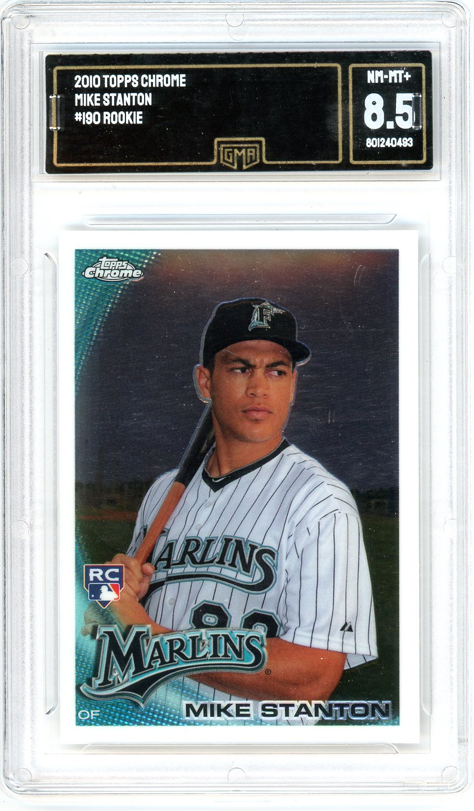 2010 Topps Chrome Mike Stanton Graded Rookie Card #190 GMA 8.5