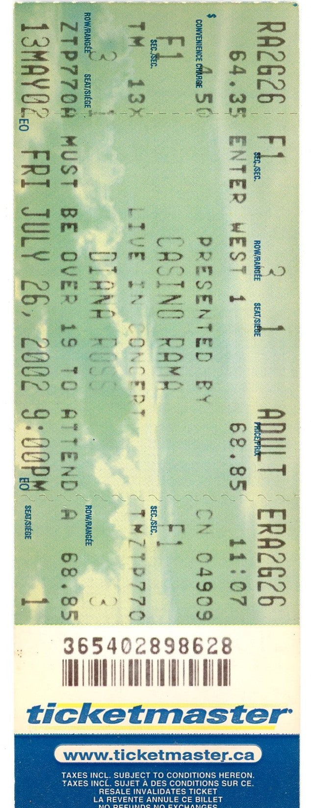 Diana Ross Vintage Concert Ticket Stub Casino Rama (Orillia, 2002)