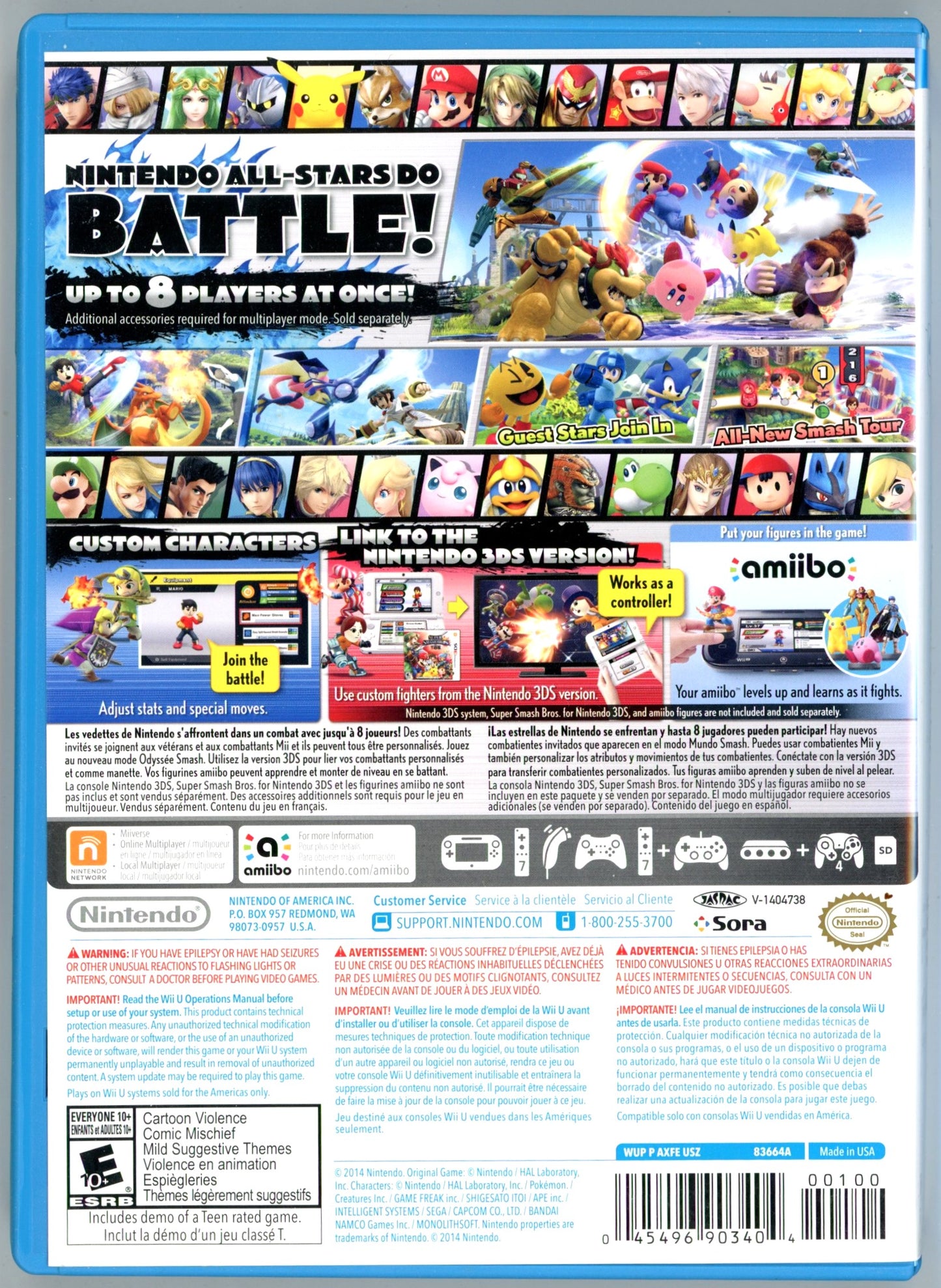2014 Nintendo Super Smash Bros. for Wii U Video Game Disc In Box