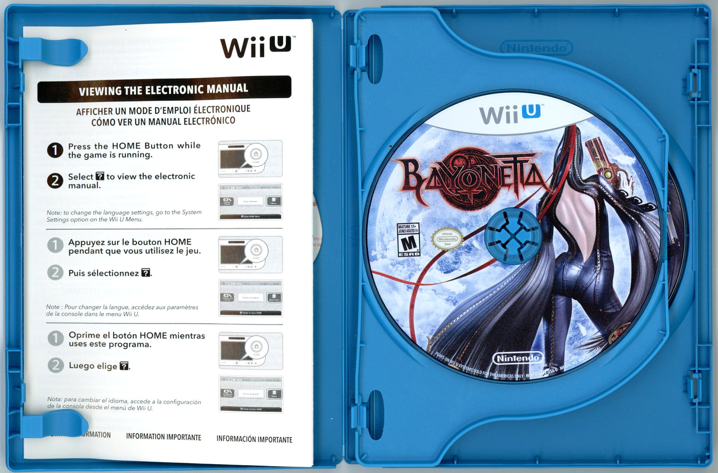 2014 Nintendo Bayonetta 2 + Bonus Game Wii U Video Game 2-Disc Set In Box