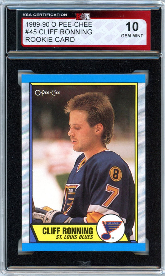 1989/90 OPC O-Pee-Chee Cliff Ronning #45 Graded Rookie Card KSA 10