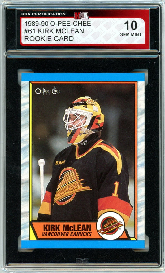 1989/90 OPC O-Pee-Chee Kirk McLean #61 Graded Rookie Card KSA 10