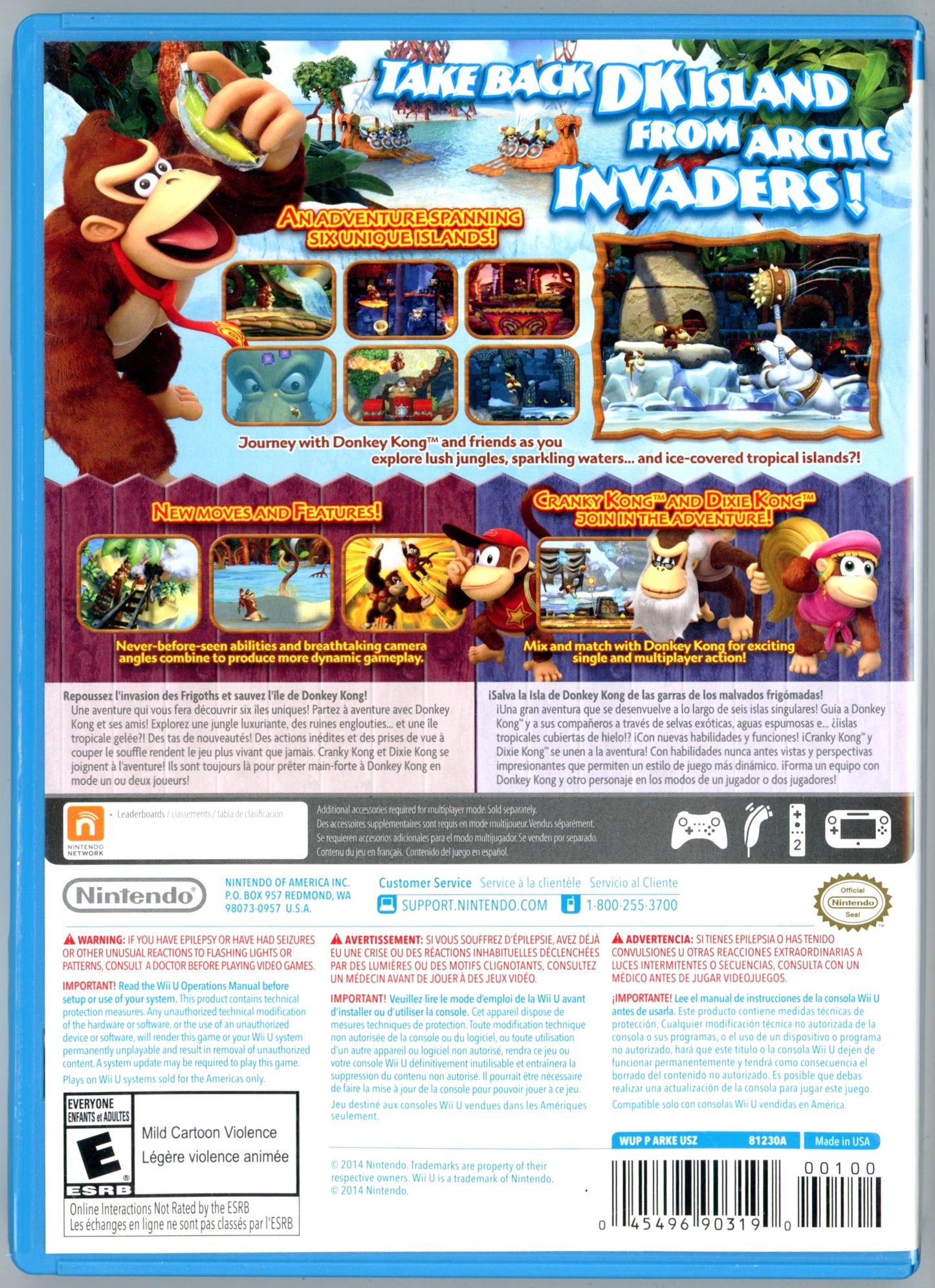 2014 Nintendo Donkey Kong Country Tropical Freeze Wii U Video Game Disc In Box