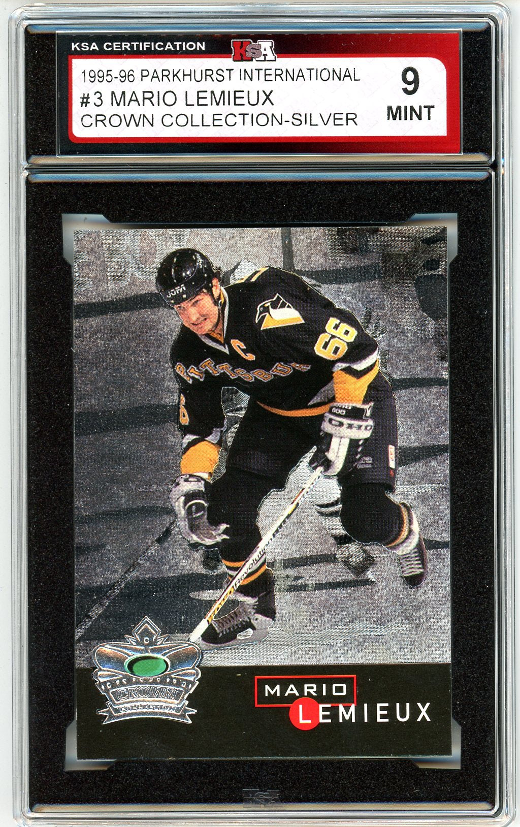 1995/96 Parkhurst International Mario Lemieux Crown Collection Graded Card #3 KSA 9